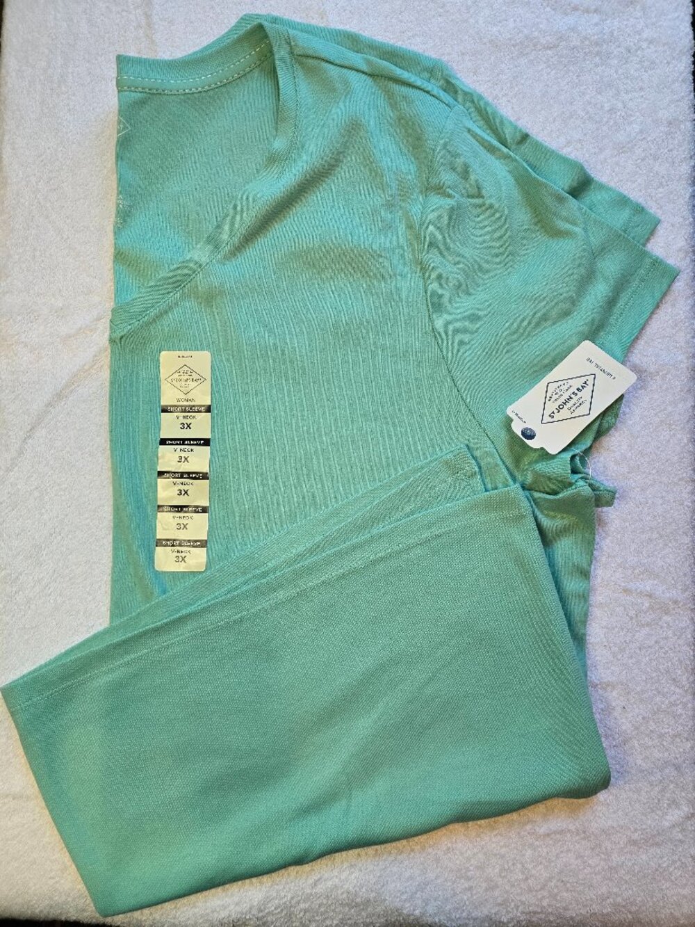 St. John's Bay V Neck Short Sleeve T-Shirt - 3 Pack Orange, Pink, Seafoam Green - Picture 2 of 5